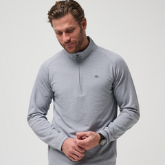 A Upgraded Pullover Sweater from TravisMathew in the color Heather Grey.