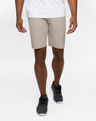TravisMathew men's beck shorts in the color khaki.