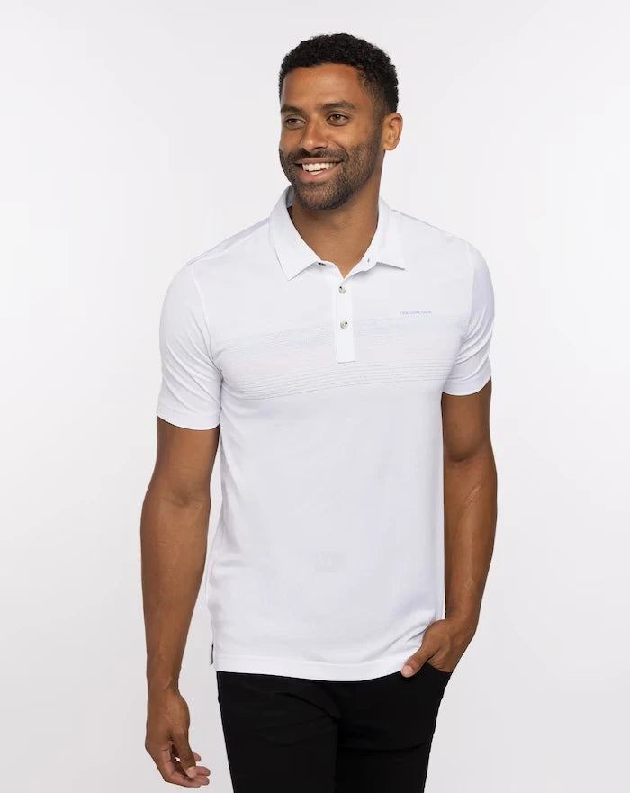 TravisMathew Men's Gulf Side Polo in the color white.