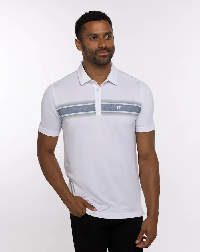 TravisMathew Men's Lime On The Rim Polo in the color white.