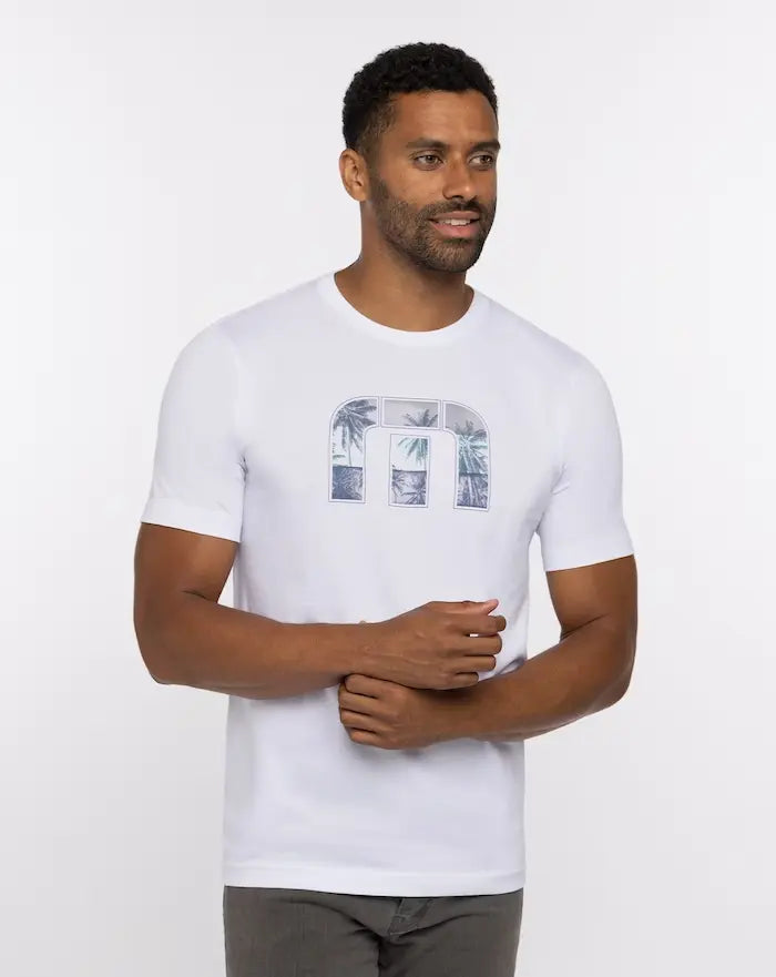 TravisMathew Men's Reef Life Tee in the color white.