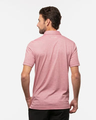 TravisMathew Men's The Zinna Polo in color Heather Cardinal Red.