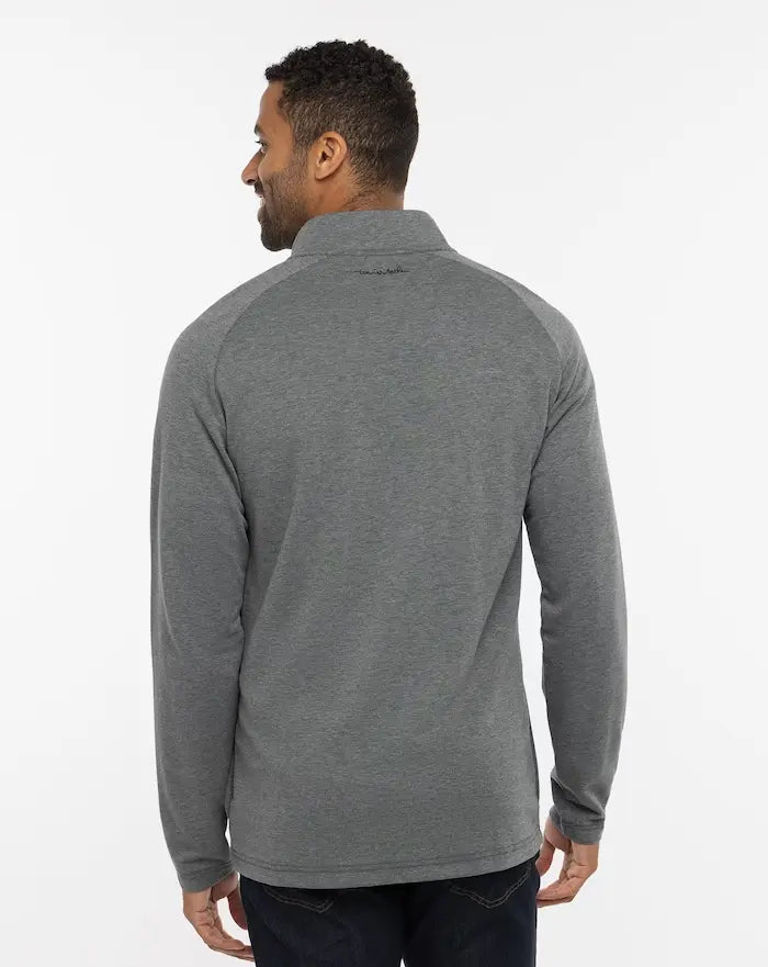 TravisMathew Men's Upgraded Quarter Zip in the color dark grey.