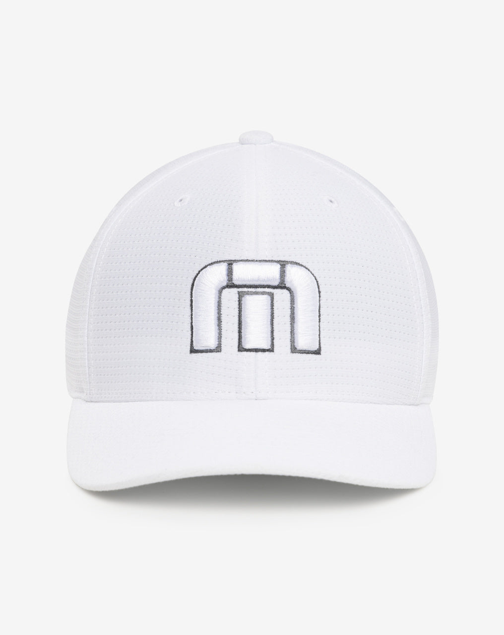 A TravisMathew golf hat in all white.