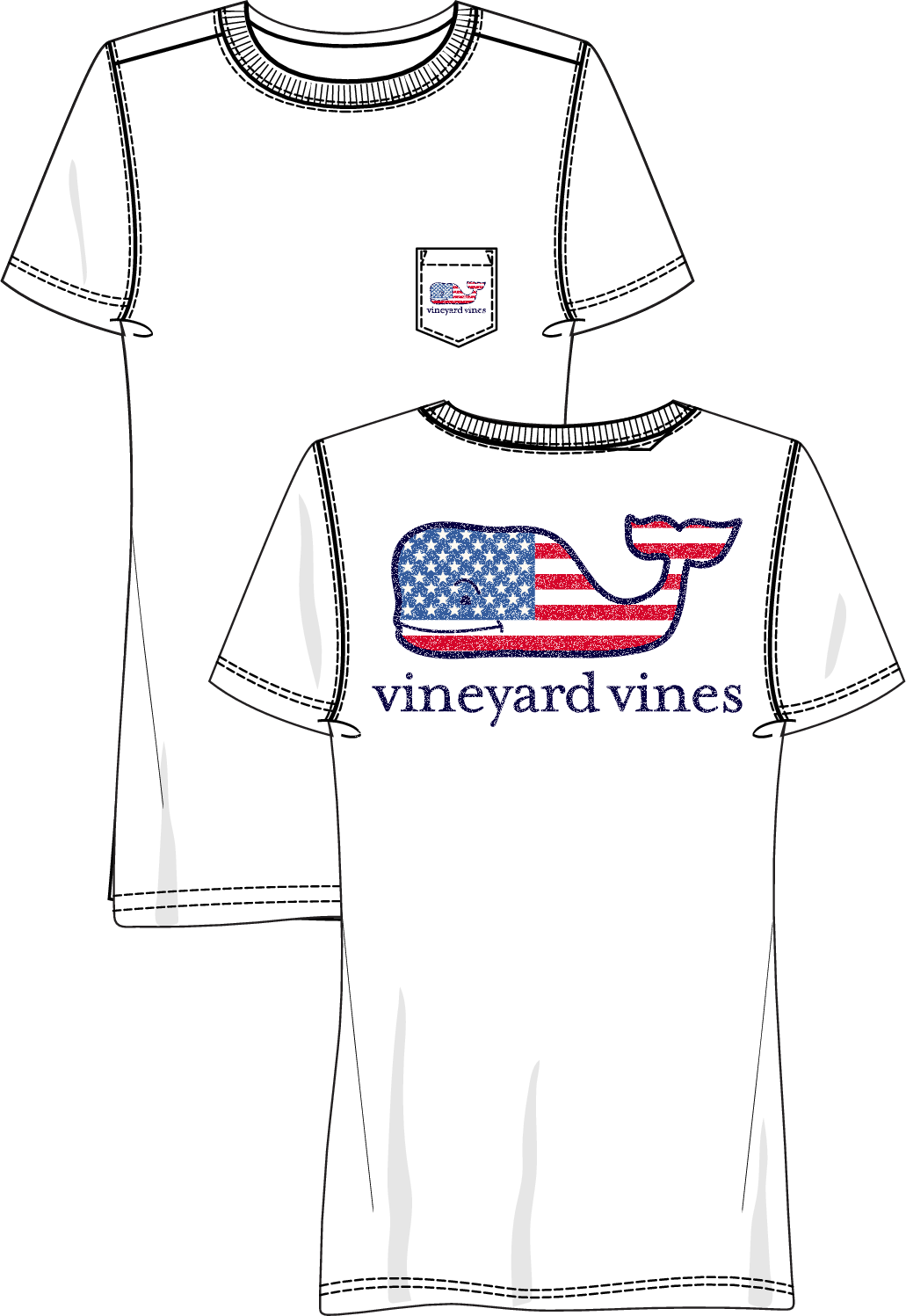 Vineyard Vines Flag Whale Short Sleeve Pocket Tee | White Cap