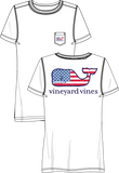 Vineyard Vines Flag Whale Short Sleeve Pocket Tee | White Cap