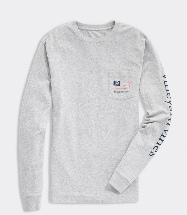 Long Sleeve Hockey Flag Pocket Tee