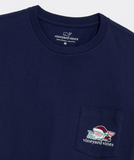 Santa Whale List Long Sleeve Pocket Tee