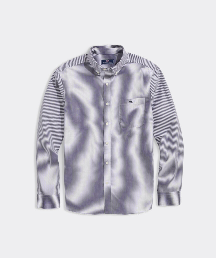 Vineyard Vines Stripe Stretch Poplin Shirt | Nautical Navy