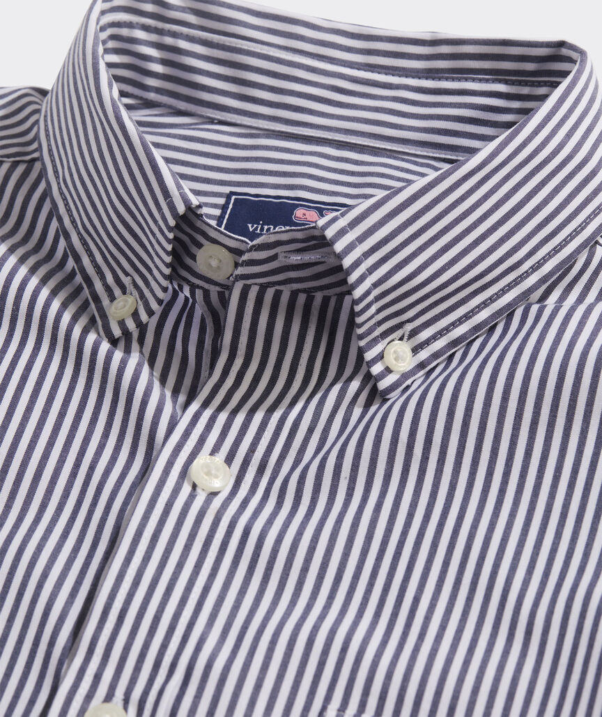 Vineyard Vines Stripe Stretch Poplin Shirt | Nautical Navy