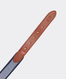 Men's leather belt from Vineyard Vines with micro whale canvas.