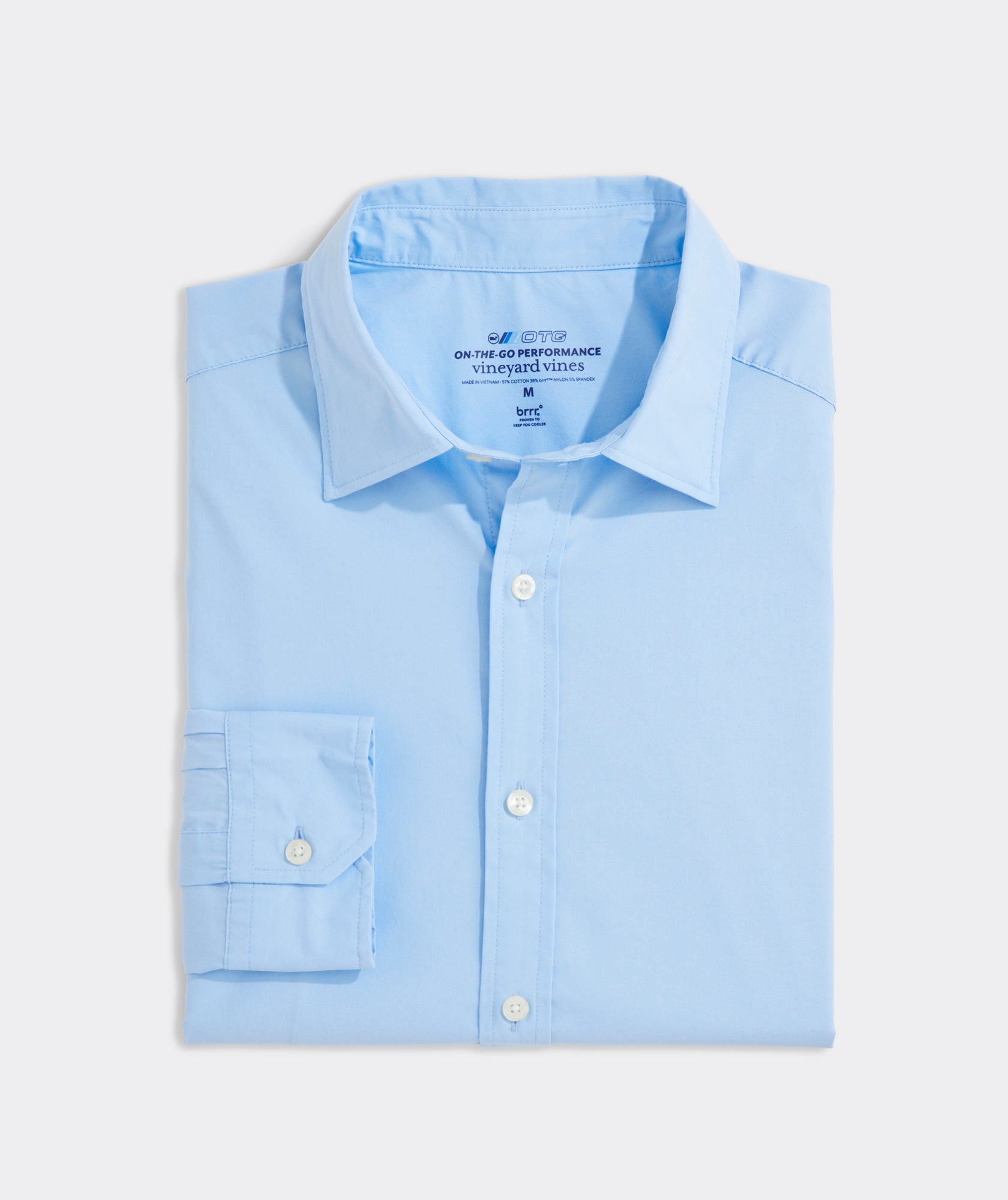 Solid On-The-Go Brrr Shirt in the color blue from Vineyard Vines.