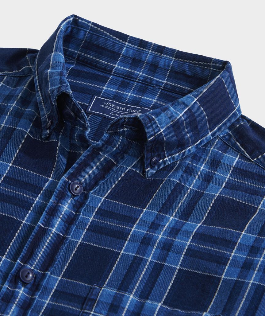 Vineyard Vines Indigo Plaid Twill Shirt.