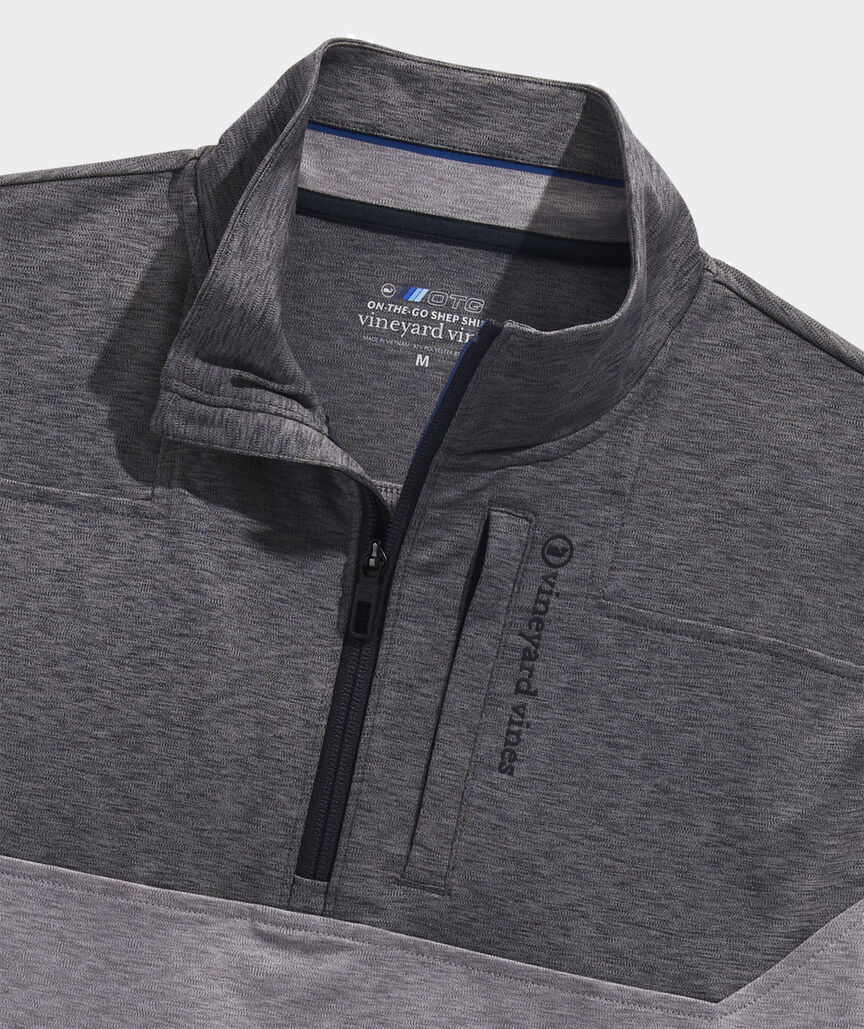 A men's On-The-Go Shep Shirt in the color gray. Designed by Vineyard Vines.