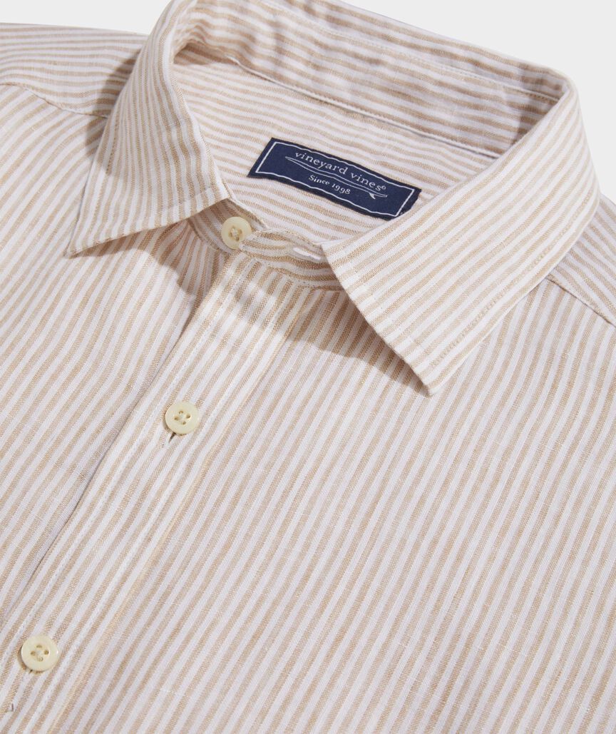 Stripe Linen Short Sleeve Shirt