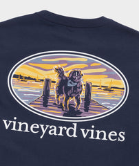 Vineyard Vines Sunset Pier Bernese Dog Long Sleeve Tee