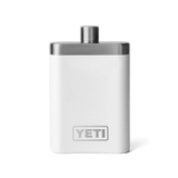 The front view of a white YETI flask. From the YETI barware collection.