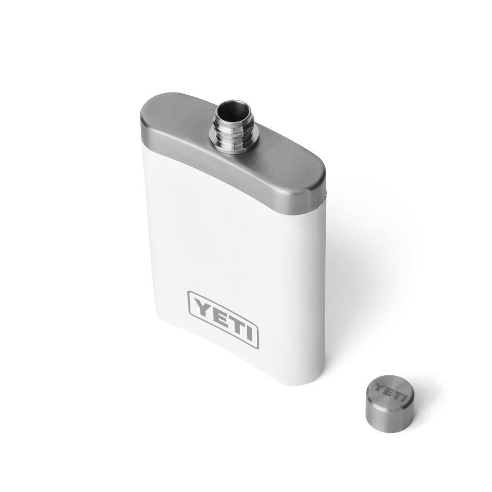 The top view of a white YETI flask. From the YETI barware collection.