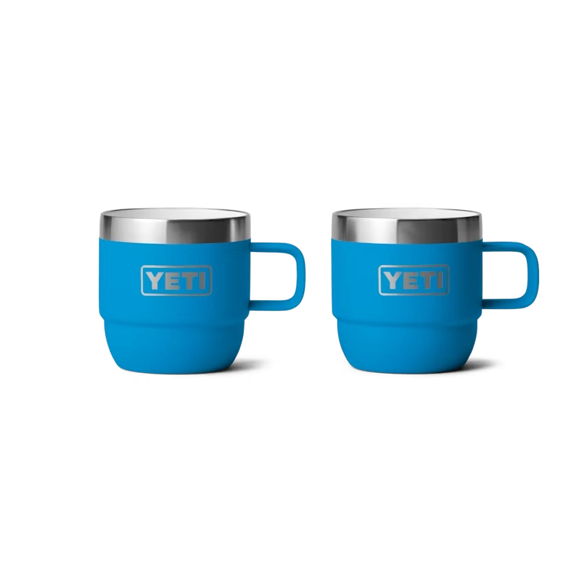 YETI  Rambler 6 oz Stackable Mugs (2 Pack) in Big Wave Blue.