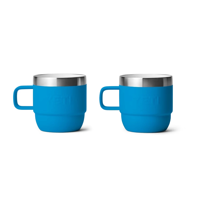 YETI Rambler 6 oz Stackable Mugs (2 Pack) in Big Wave Blue.