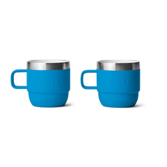 YETI Rambler 6 oz Stackable Mugs (2 Pack) in Big Wave Blue.