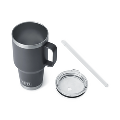 YETI Rambler 35 oz Mug With Straw Lid in color charcoal.