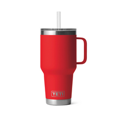 YETI Rambler 35 oz Mug With Straw Lid in color Rescue Red.