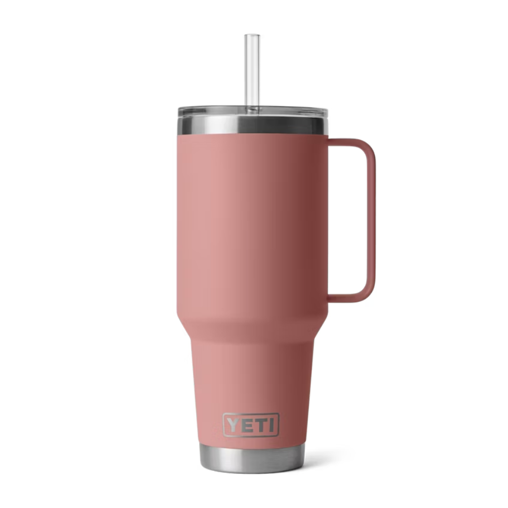 Rambler 42 oz Straw Mug in Sandstone Pink.