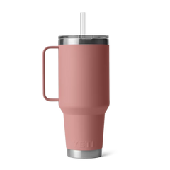 Rambler 42 oz Straw Mug in Sandstone Pink.