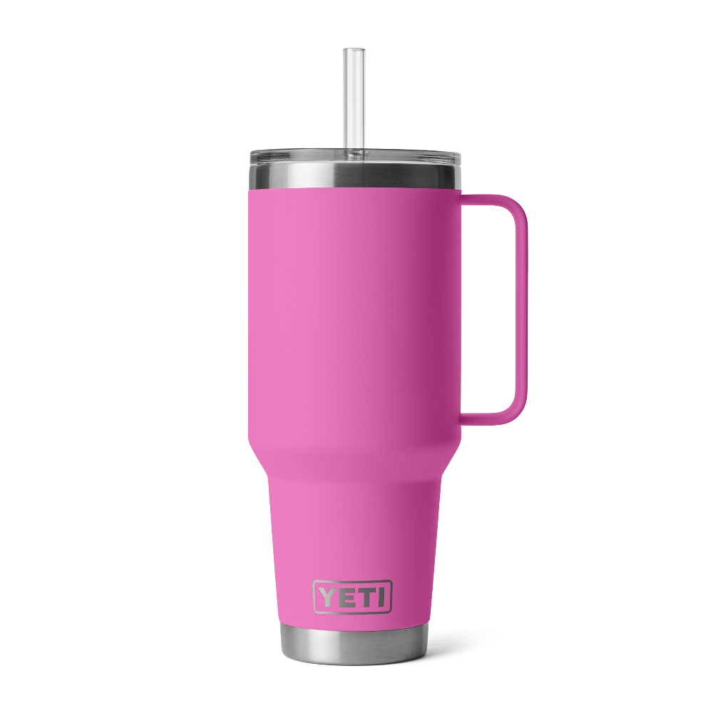 YETI Rambler 42 oz Straw Mug with Straw lid in color Wildflower Pink.