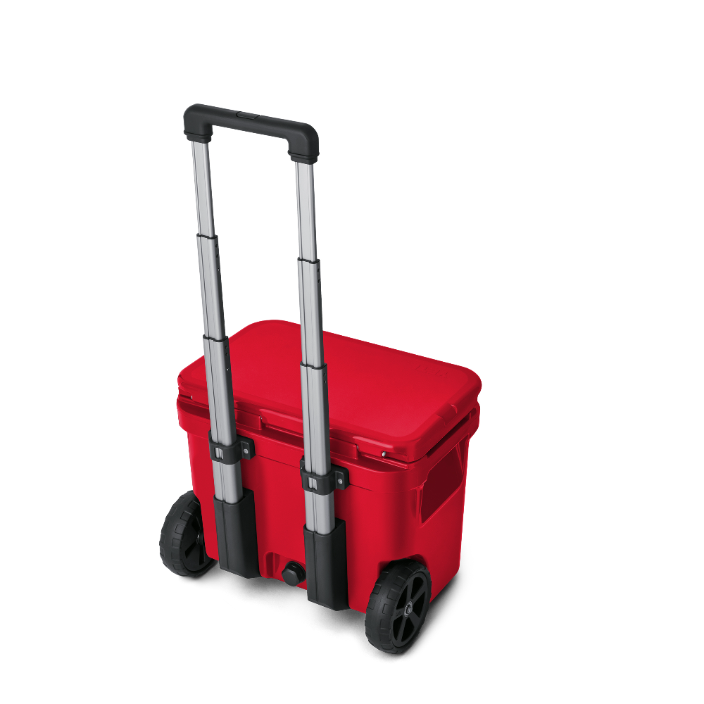 YETI Roadie 32 Wheeled Cooler in Rescue Red.