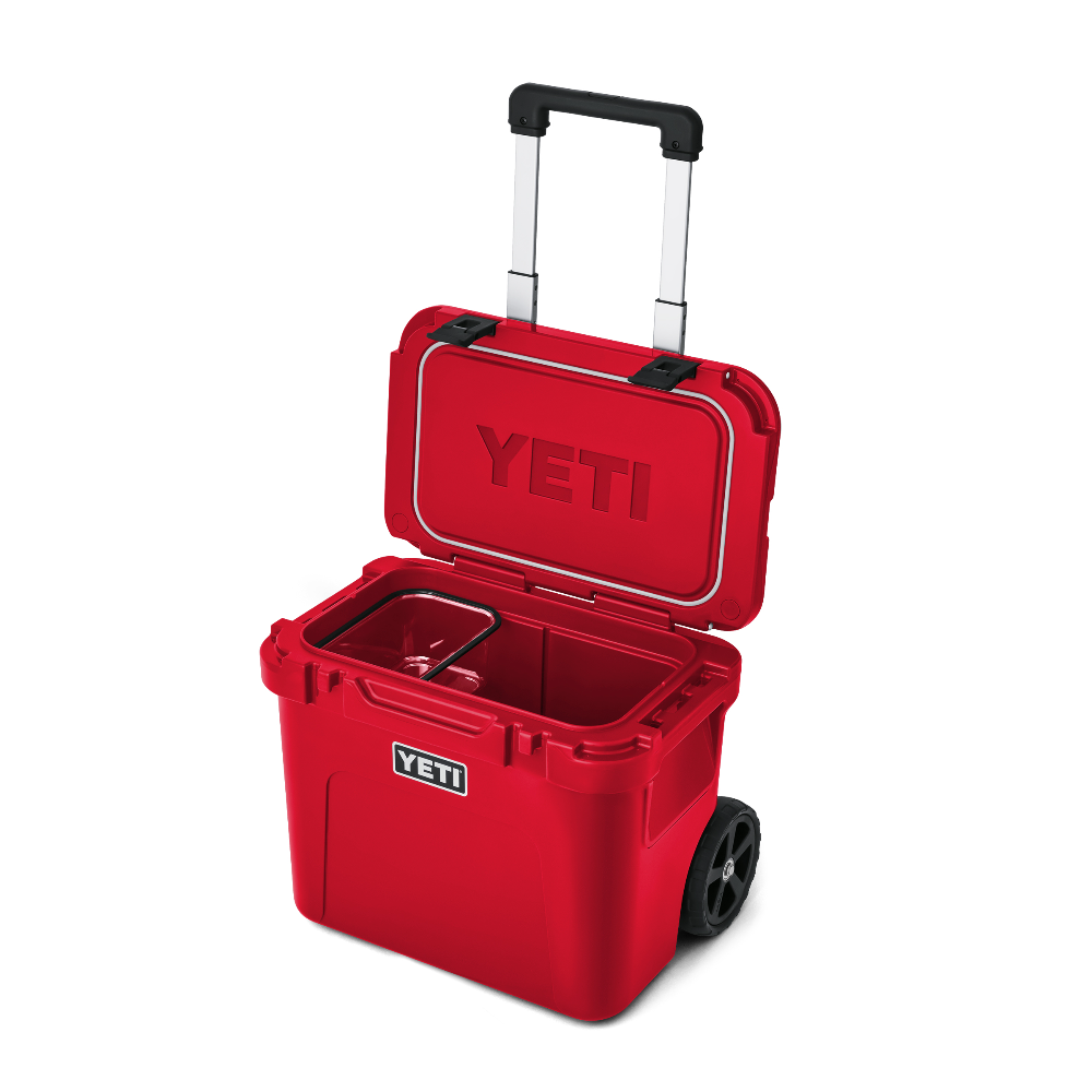 YETI Roadie 32 Wheeled Cooler in Rescue Red.