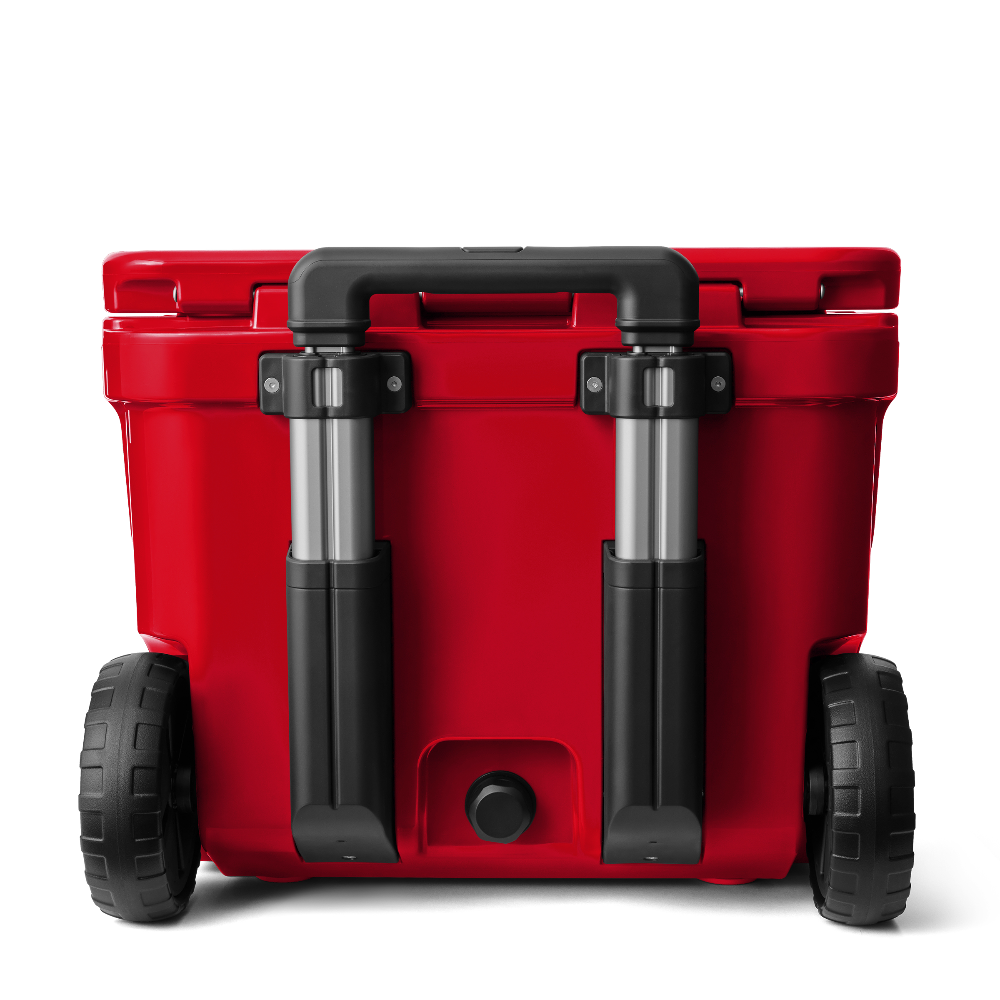 YETI Roadie 32 Wheeled Cooler in Rescue Red.