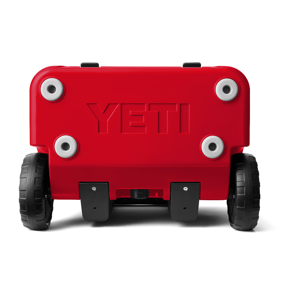 YETI Roadie 32 Wheeled Cooler in Rescue Red.