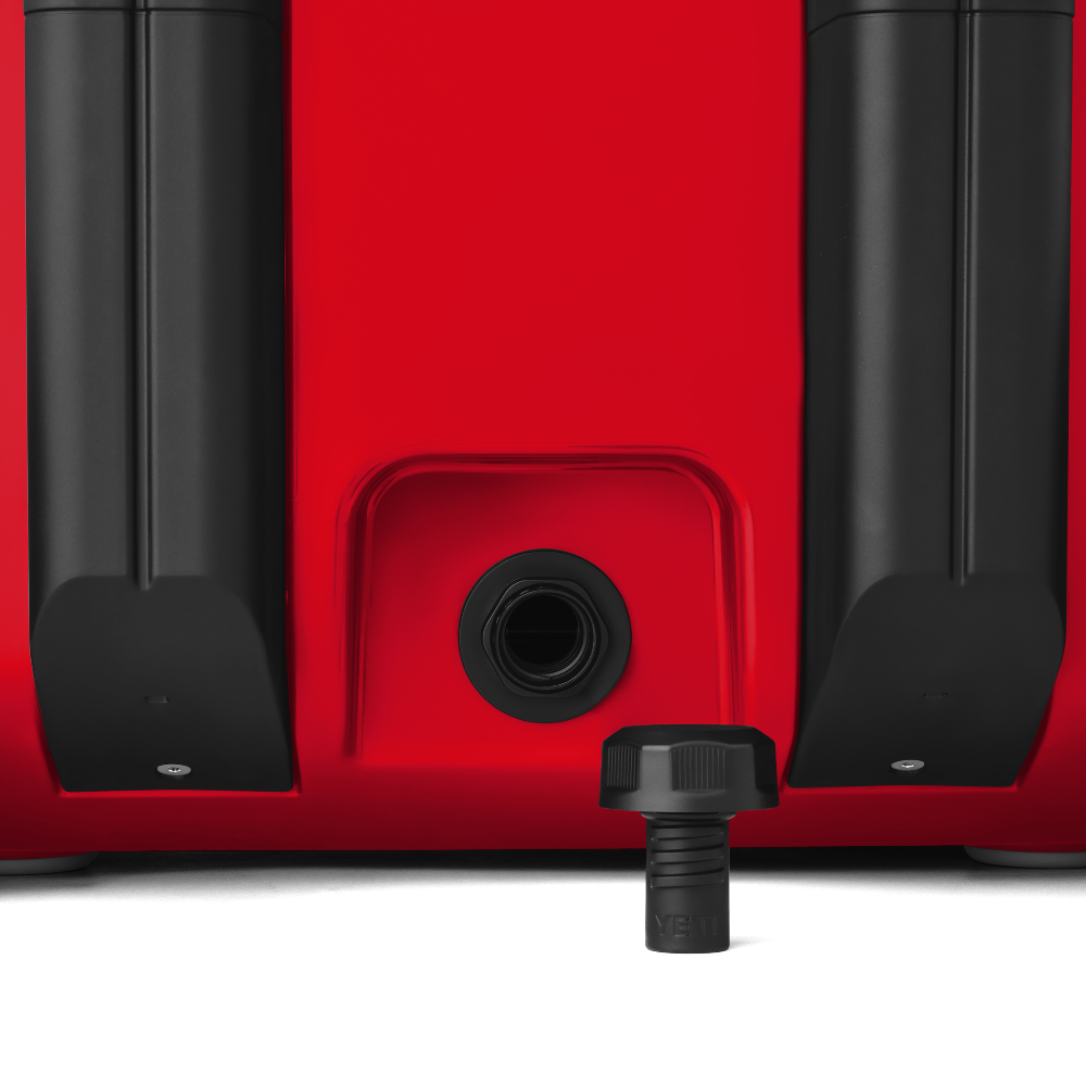 YETI Roadie 32 Wheeled Cooler in Rescue Red.
