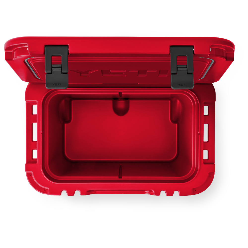 YETI Roadie 32 Wheeled Cooler in Rescue Red.