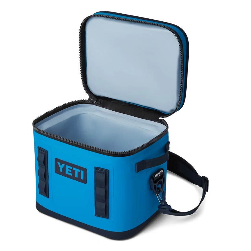 YETI Hopper Flip 12 Soft Cooler in Big Wave Blue and Navy.