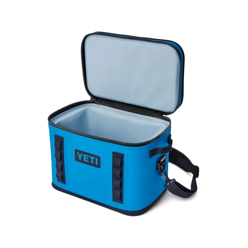 YETI Hopper Flip 18 Soft Cooler in Big Wave Blue and Navy.