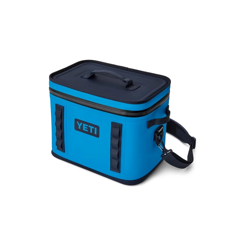 YETI Hopper Flip 18 Soft Cooler in Big Wave Blue and Navy.