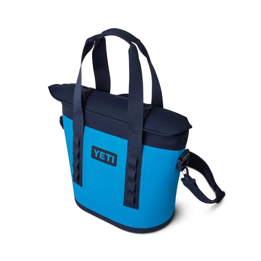 YETI Hopper M15 Tote Soft Cooler in Big Wave Blue and Navy.