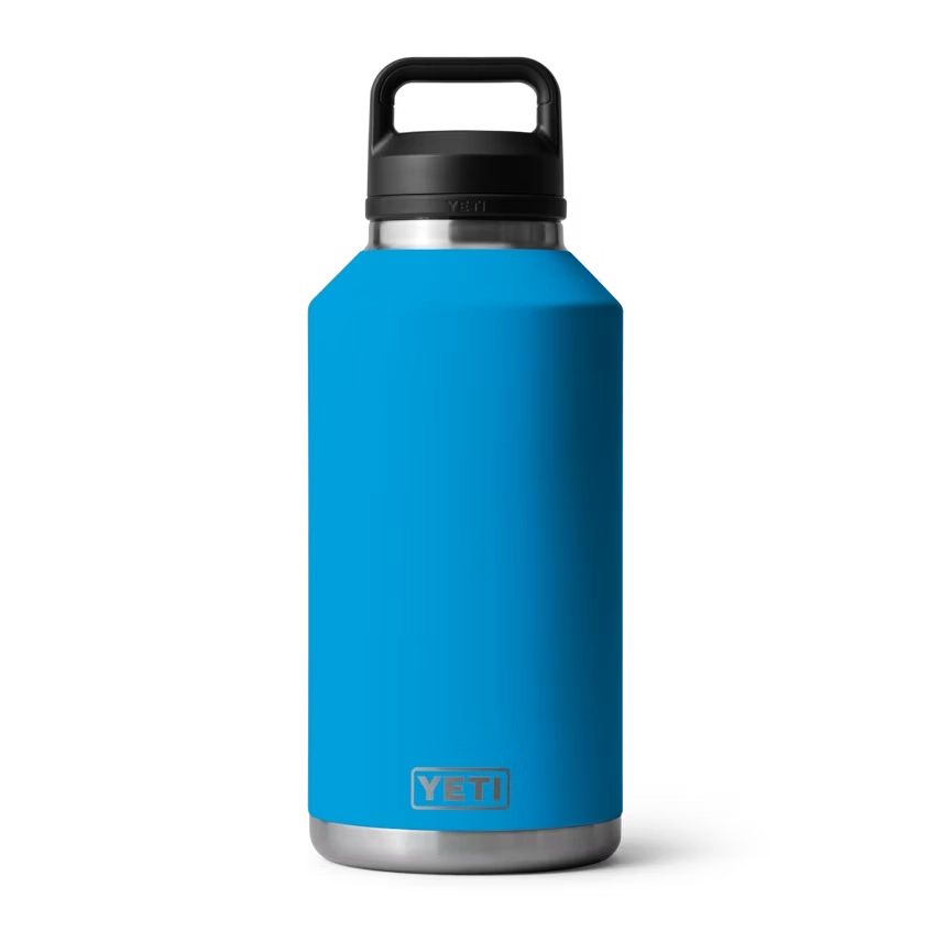 YETI Rambler 64 oz Bottle With Chug Cap in Big Wave Blue.