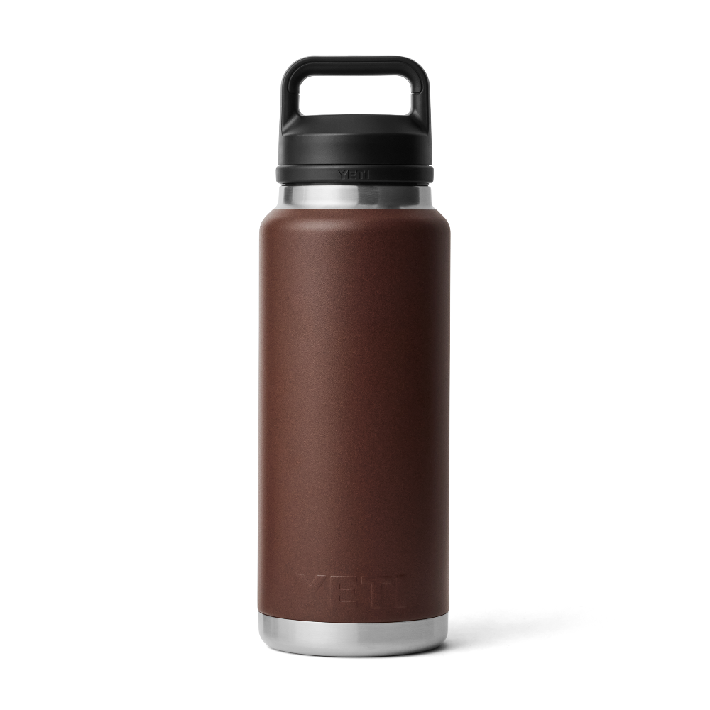 YETI Rambler 36 oz Bottle With Chug Cap in Wetlands Brown.