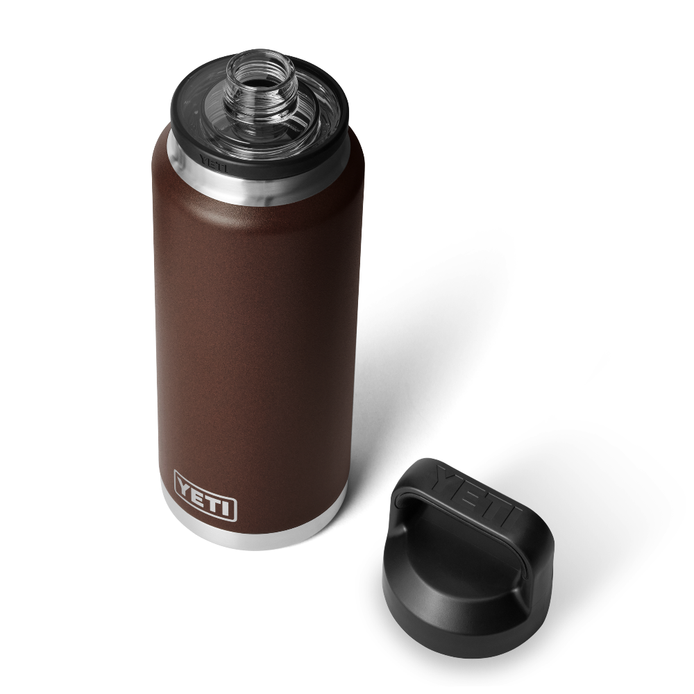 YETI Rambler 36 oz Bottle With Chug Cap in Wetlands Brown.