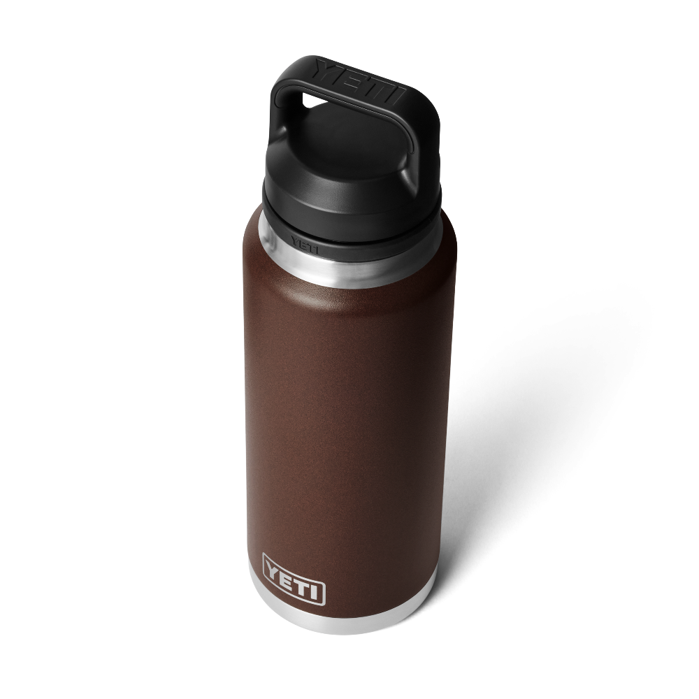 YETI Rambler 36 oz Bottle With Chug Cap in Wetlands Brown.