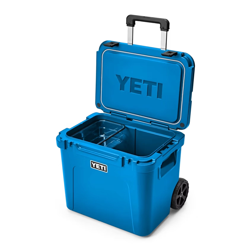 YETI Roadie 60 Wheeled Cooler in Big Wave Blue.