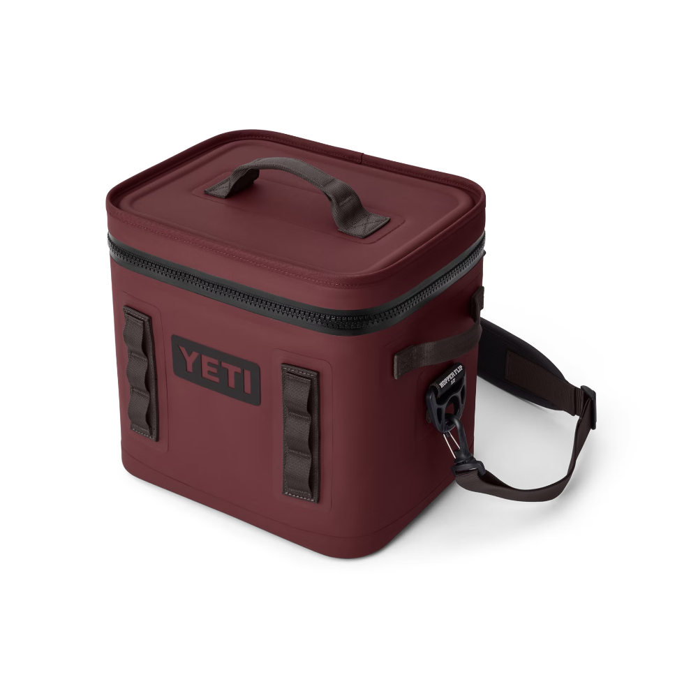 YETI soft cooler the Hopper Flip 12 in color Wild Vine Red.