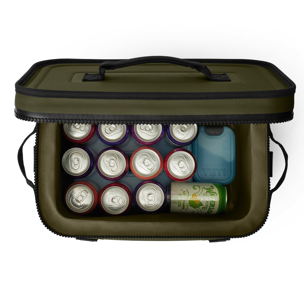 YETI Soft Cooler Hopper Flip 18 in Olive.