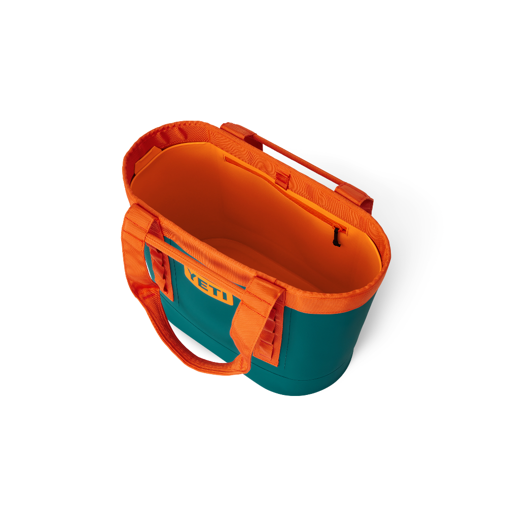 YETI Camino Carryall 35 2.0 Tote Bag in the color orange and teal, from YETI Crossover collection.