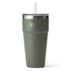 A YETI Rambler 26 oz Straw Cup in color: Camp Green.