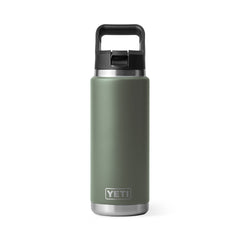A YETI Rambler 26 oz Straw Bottle, in limited edition color: Camp Green.